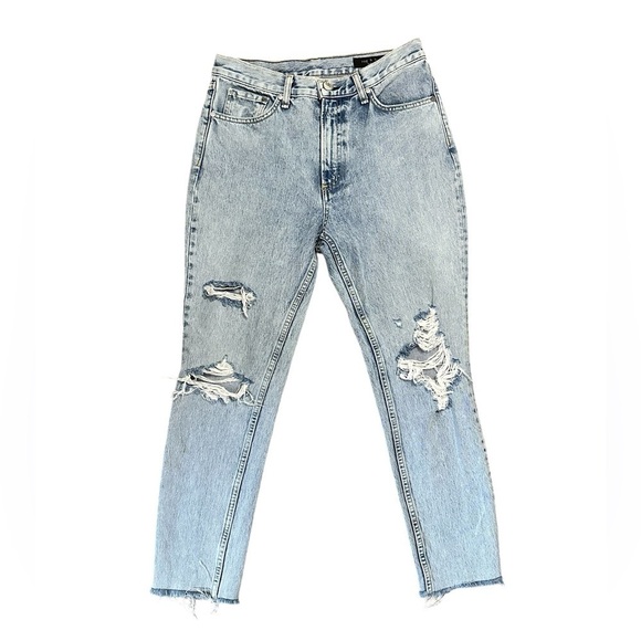 rag & bone Denim - Rag & Bone Mid-Rise Ankle Cigarette Madison with Holes Distressed  Jeans Sz 28